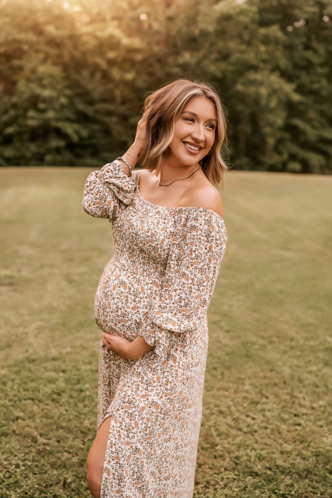 Outdoor maternity photography in Moore County, NC