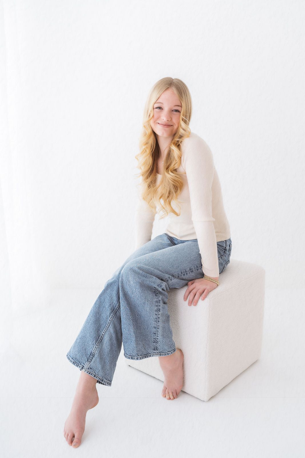 White studio child photography
