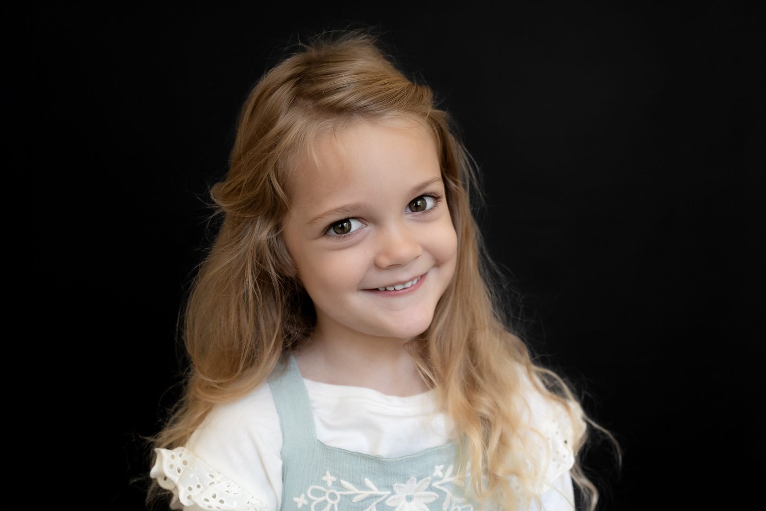 Preschool portraits on black backdrop in Moore County, NC