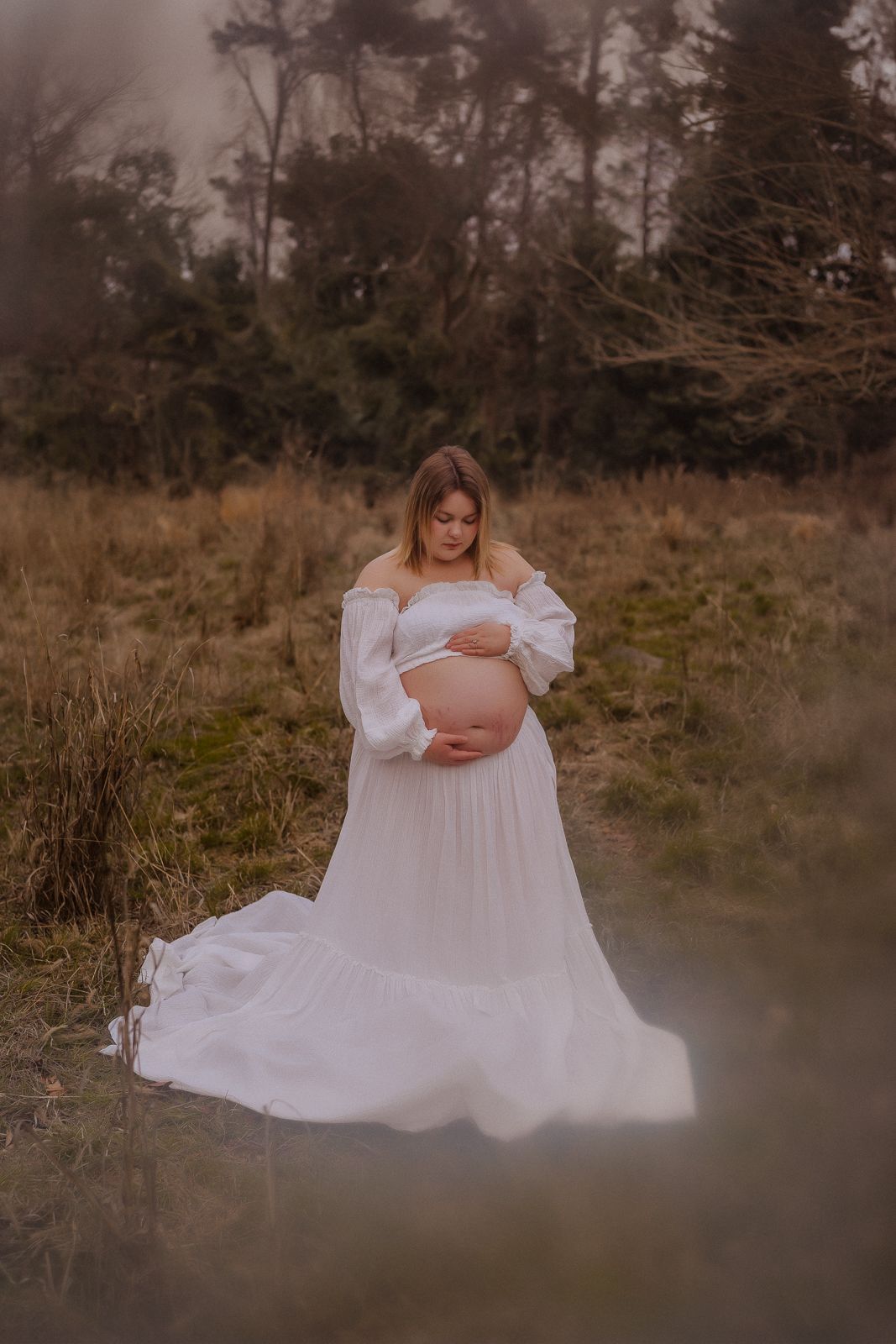 Outdoor maternity photography in Moore County, NC
