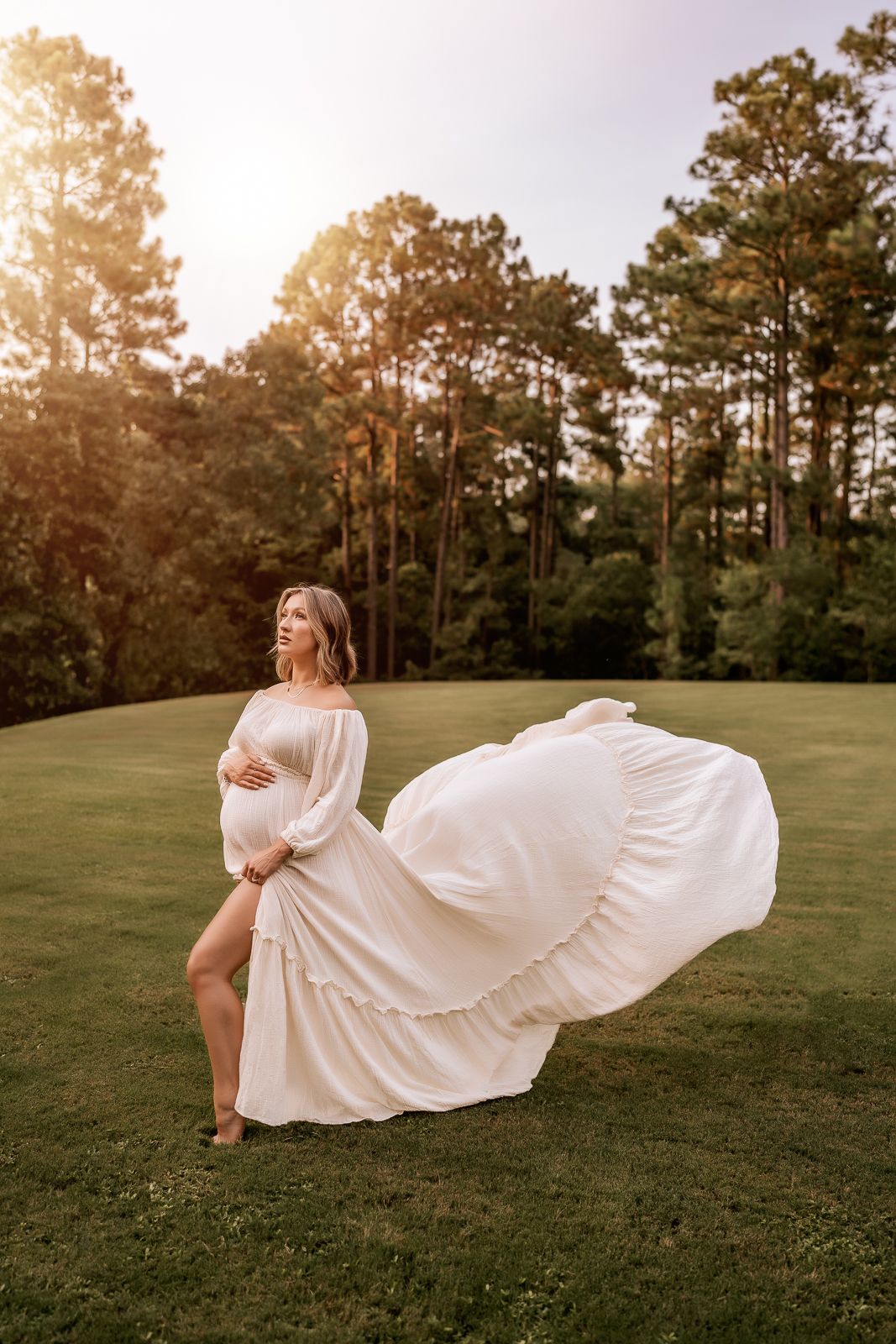 Outdoor maternity photography in Moore County, NC