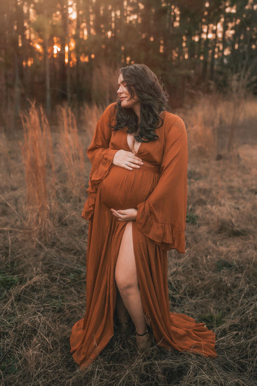 Outdoor maternity photography in Moore County, NC