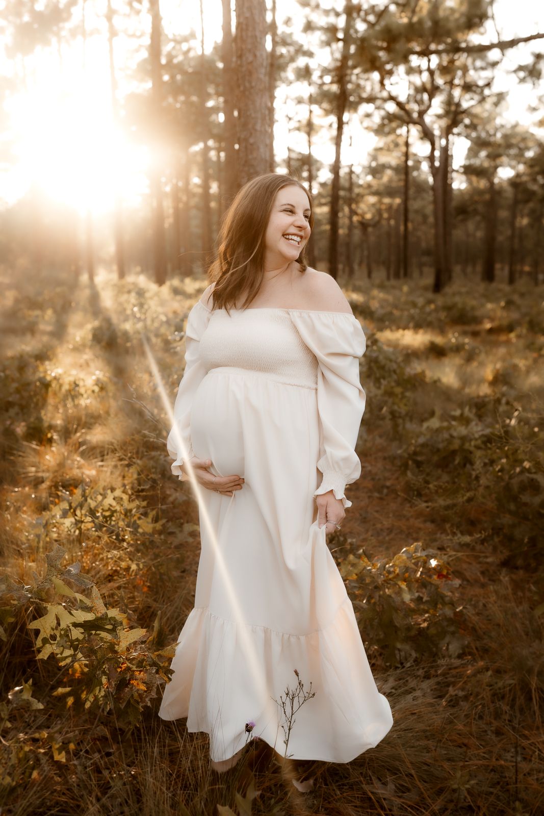 Outdoor maternity photography in Moore County, NC