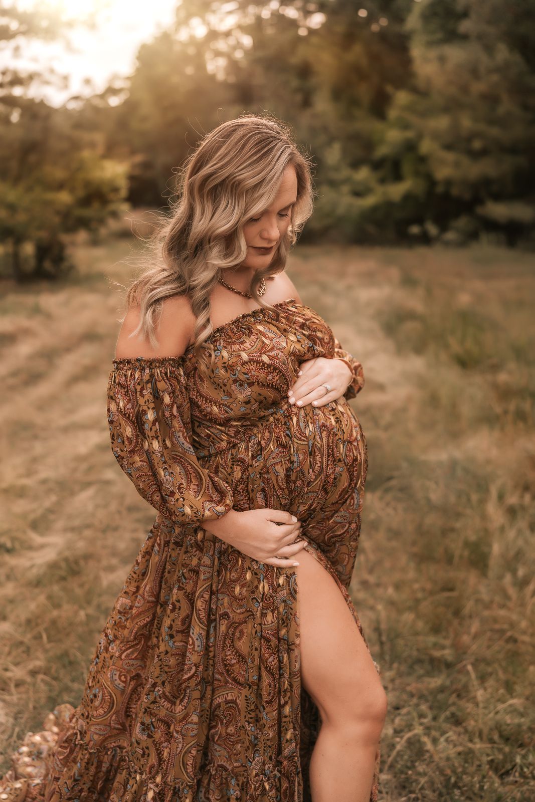 Outdoor maternity photography in Moore County, NC