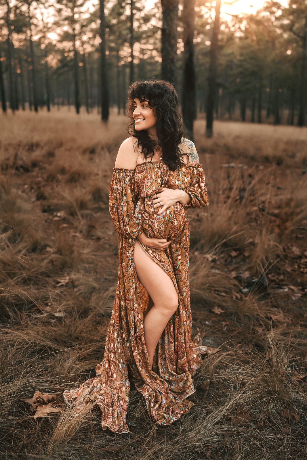 Outdoor maternity photography in Moore County, NC