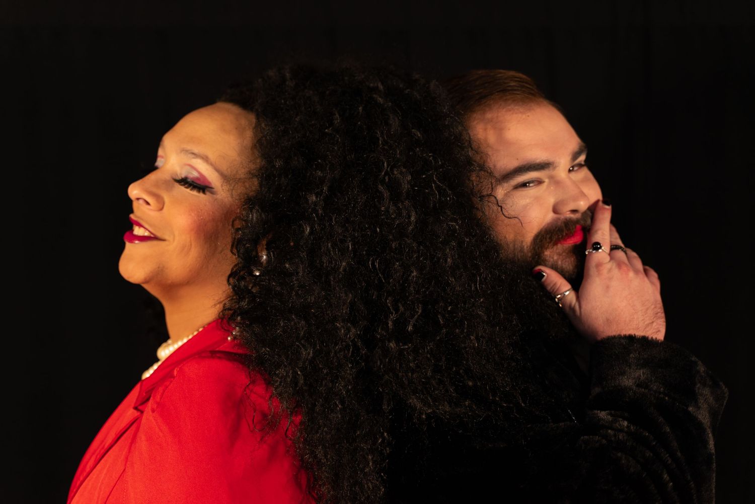 Back to back photo for a drag persona unveiling