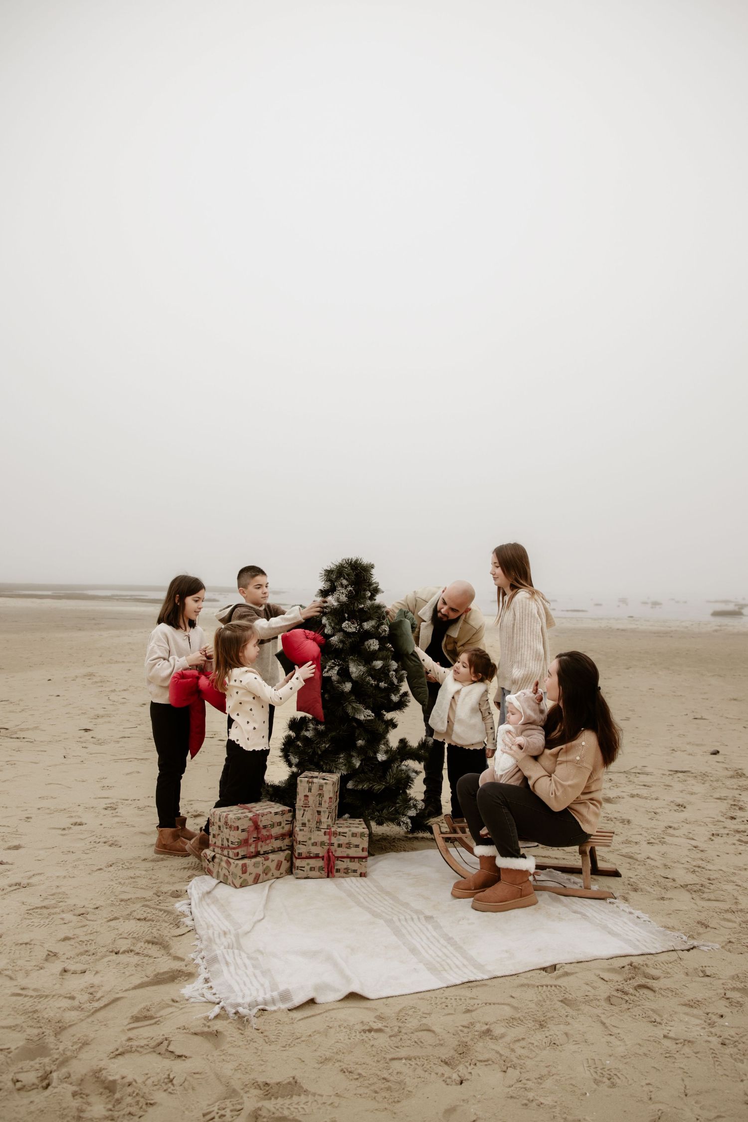 photographe Bassin Arcachon famille plage Noel