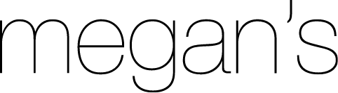 Megan's restaurant logo displayed in thin, elegant lowercase serif font on a white background.