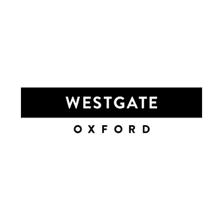Westgate Oxford shopping centre logo featuring bold black rectangle with white text and Oxford name below.