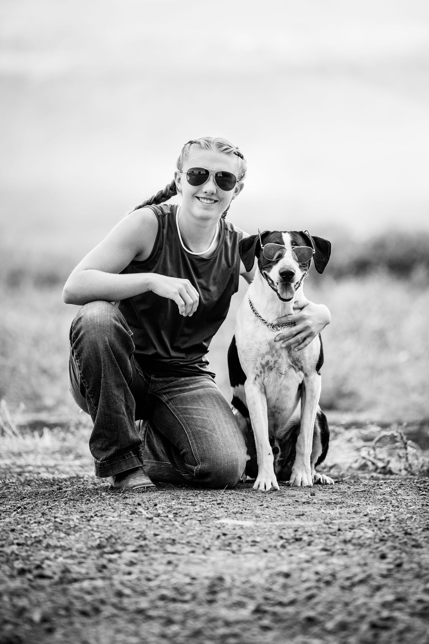 Senior photo with Hannah and Duke