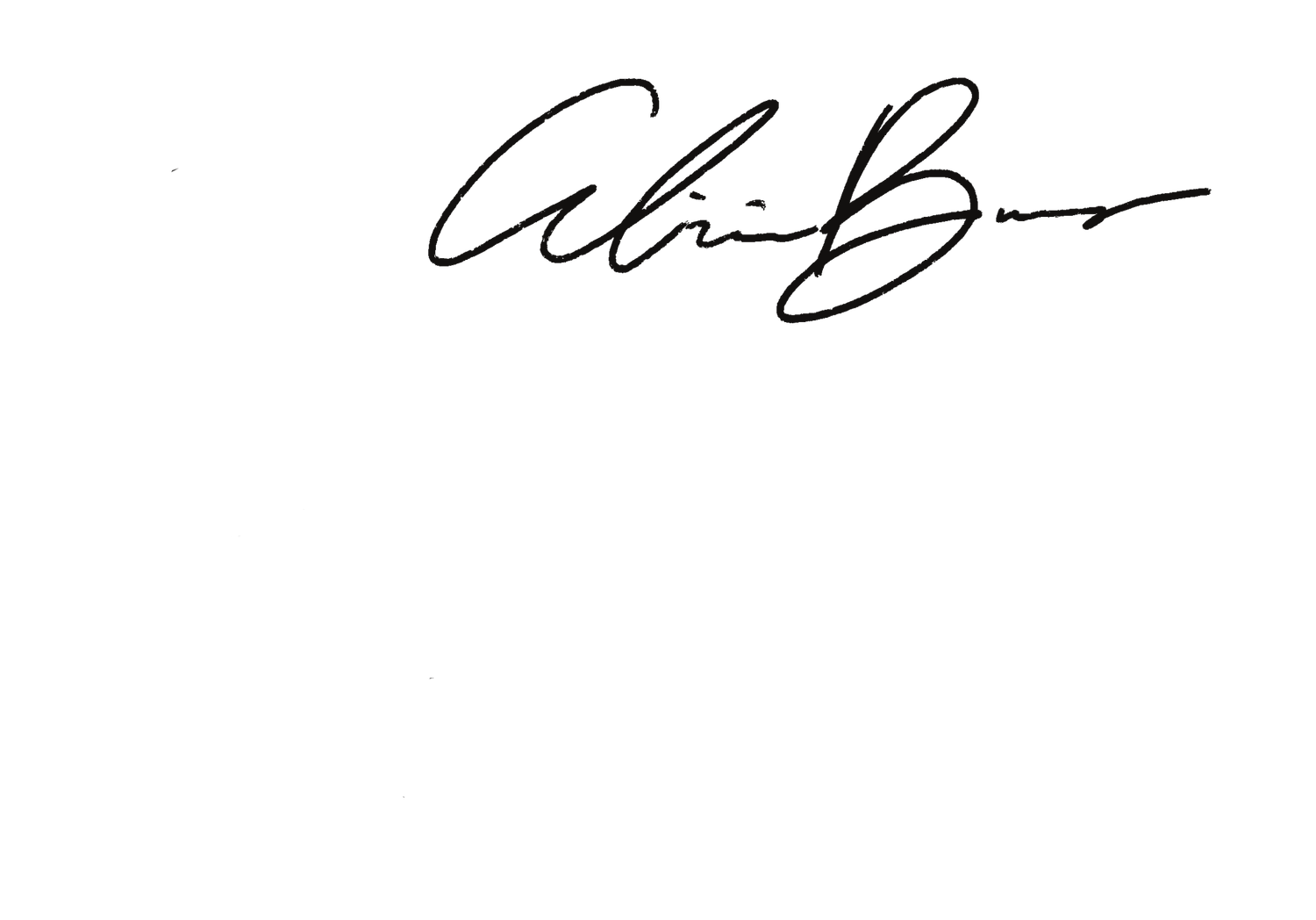 A handwritten signature in black ink appears on a white background.