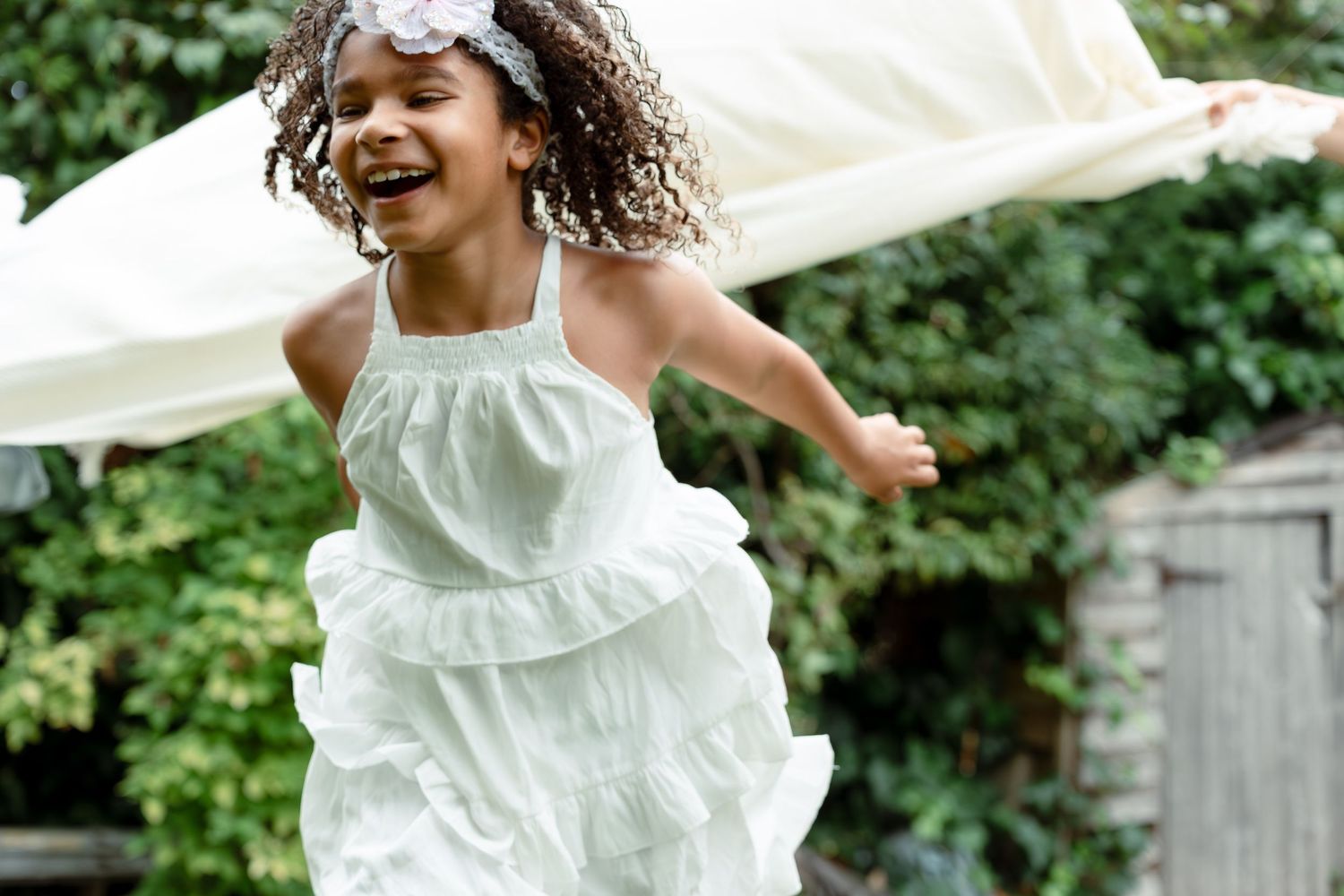 Girl smiling and running