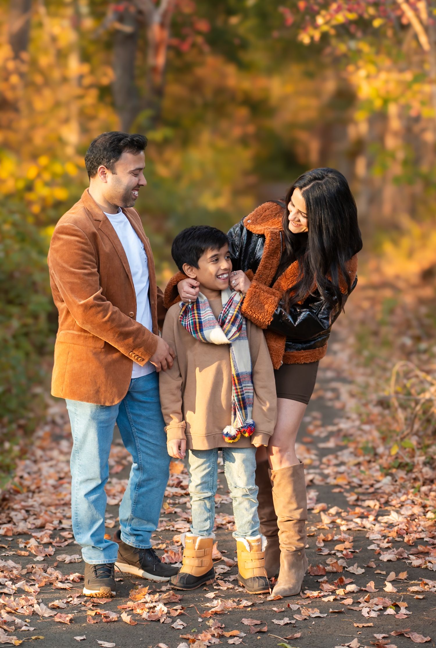 Fall family photos with autumn foliage in South Riding Virginia