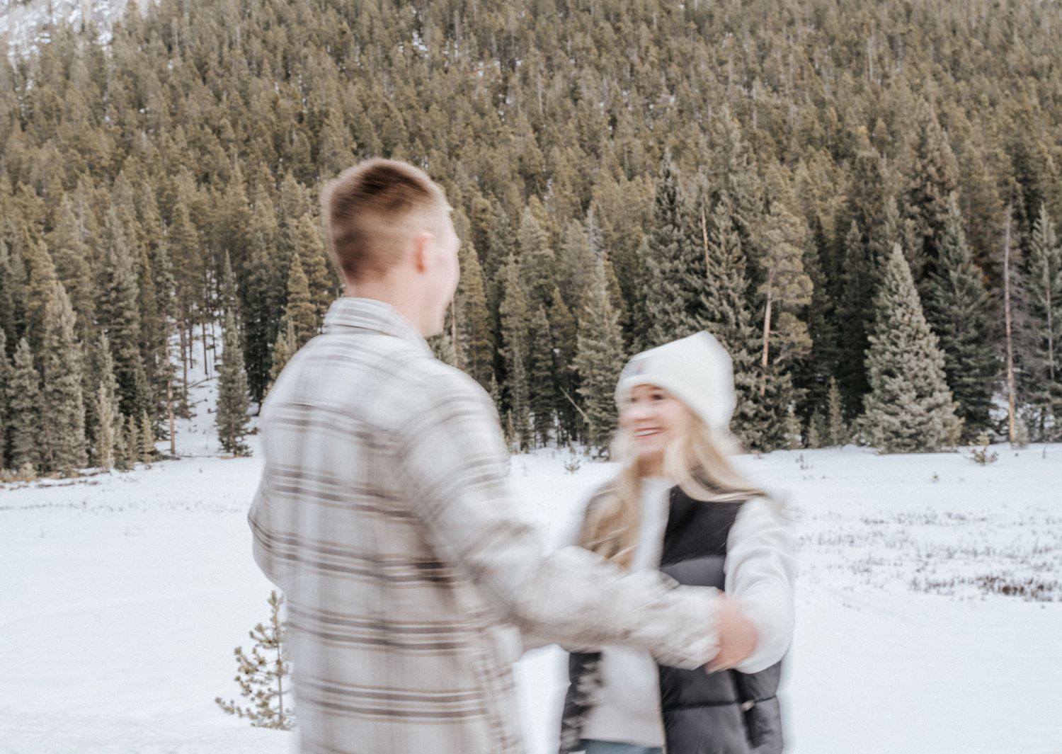 couple spinning, blurry picture.