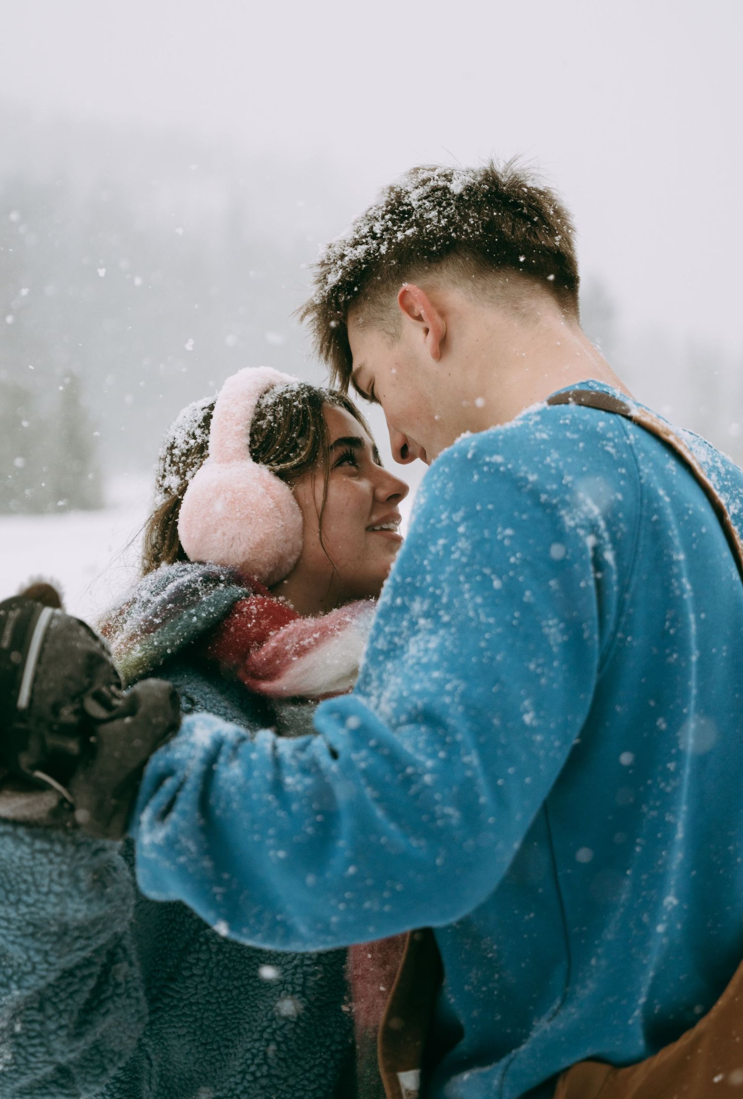 cinematic snowy couples session sheridan wyoming