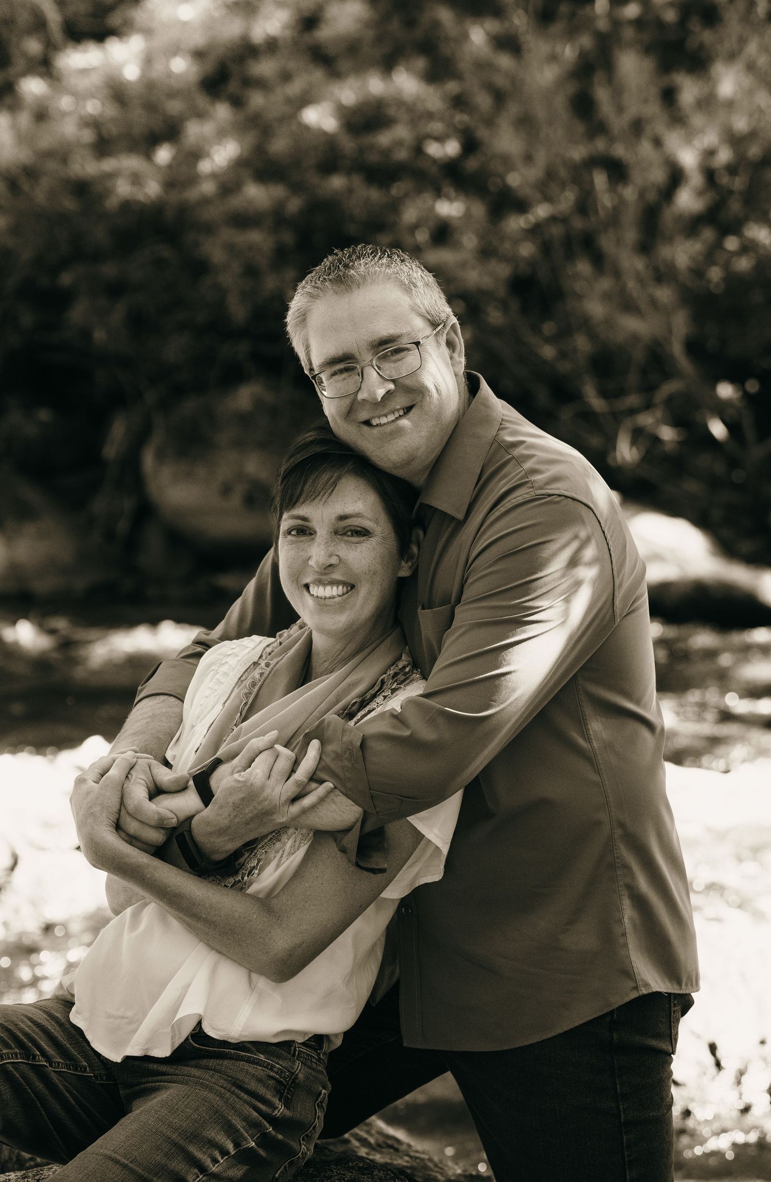 Black and white photo of a couple
