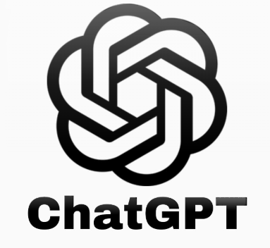 ChatGPT AI chatbot logo featuring a black interwoven knot symbol above bold ChatGPT text.