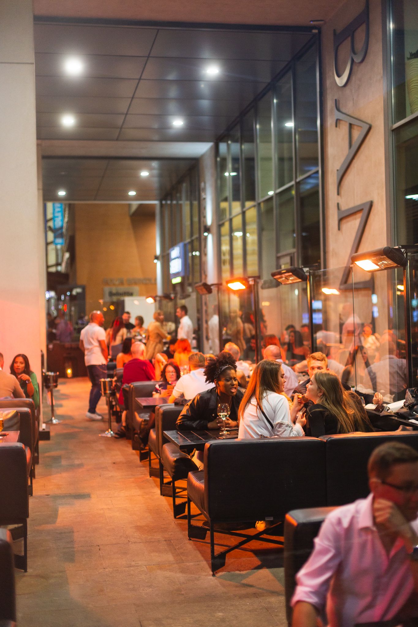 posh wine bar and restaurant outside customers