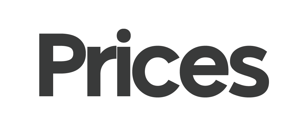 Two rows of white text on a black background showing the word 'Prices' repeated in a mirrored pattern.