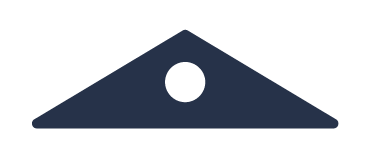 Dark navy blue triangle shape with a circular hole cutout, resembling a geometric roof or arrow icon.