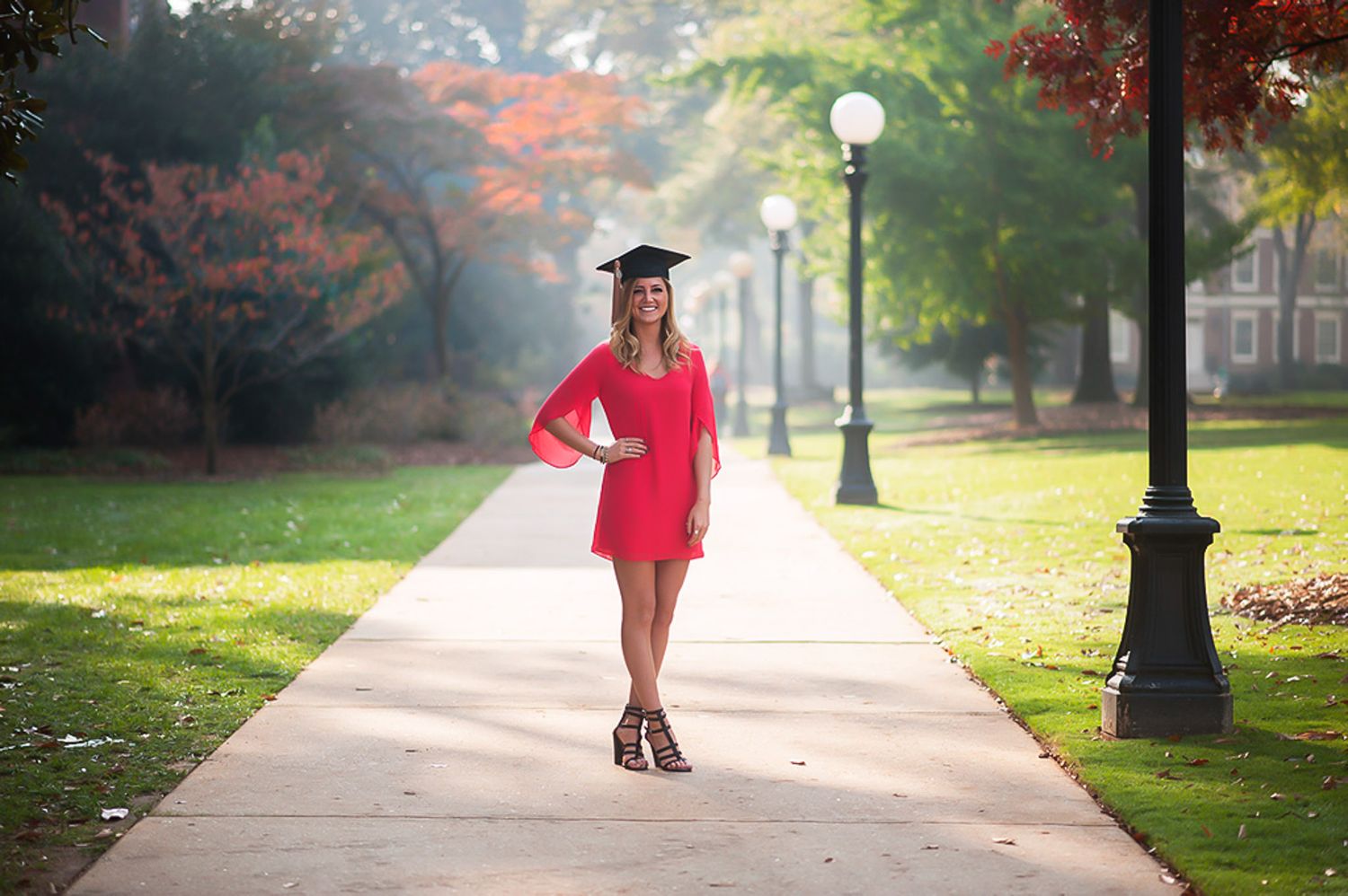 Graduation photo of girl in Athens, GA.