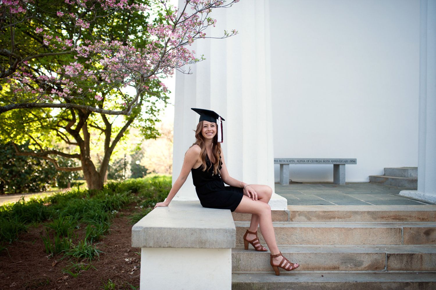 Graduation photo of girl in Athens, GA at UGA.