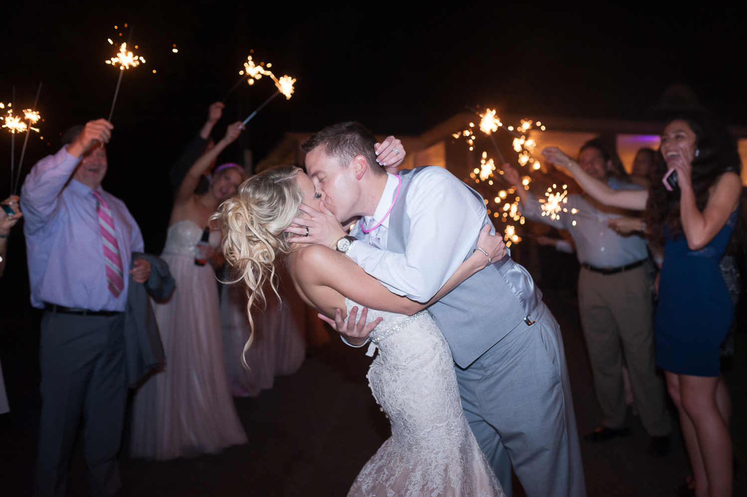 Sparkler sendoff picture during wedding in Georgia.