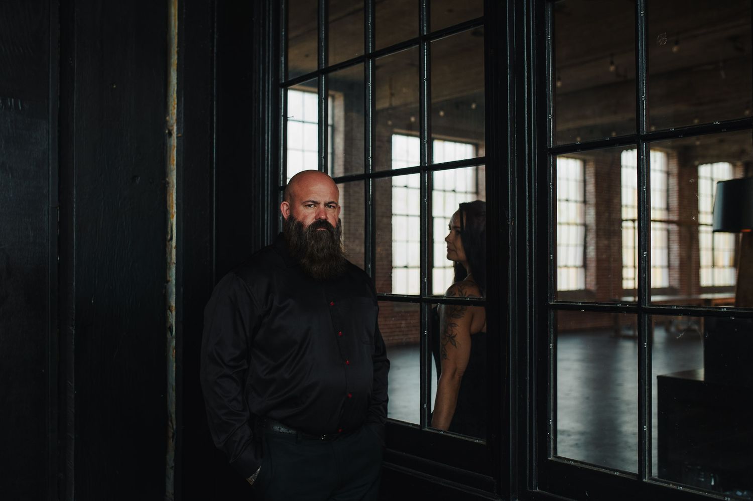 Photo of groom-to-be next to future wife in Lindale Mill, GA.