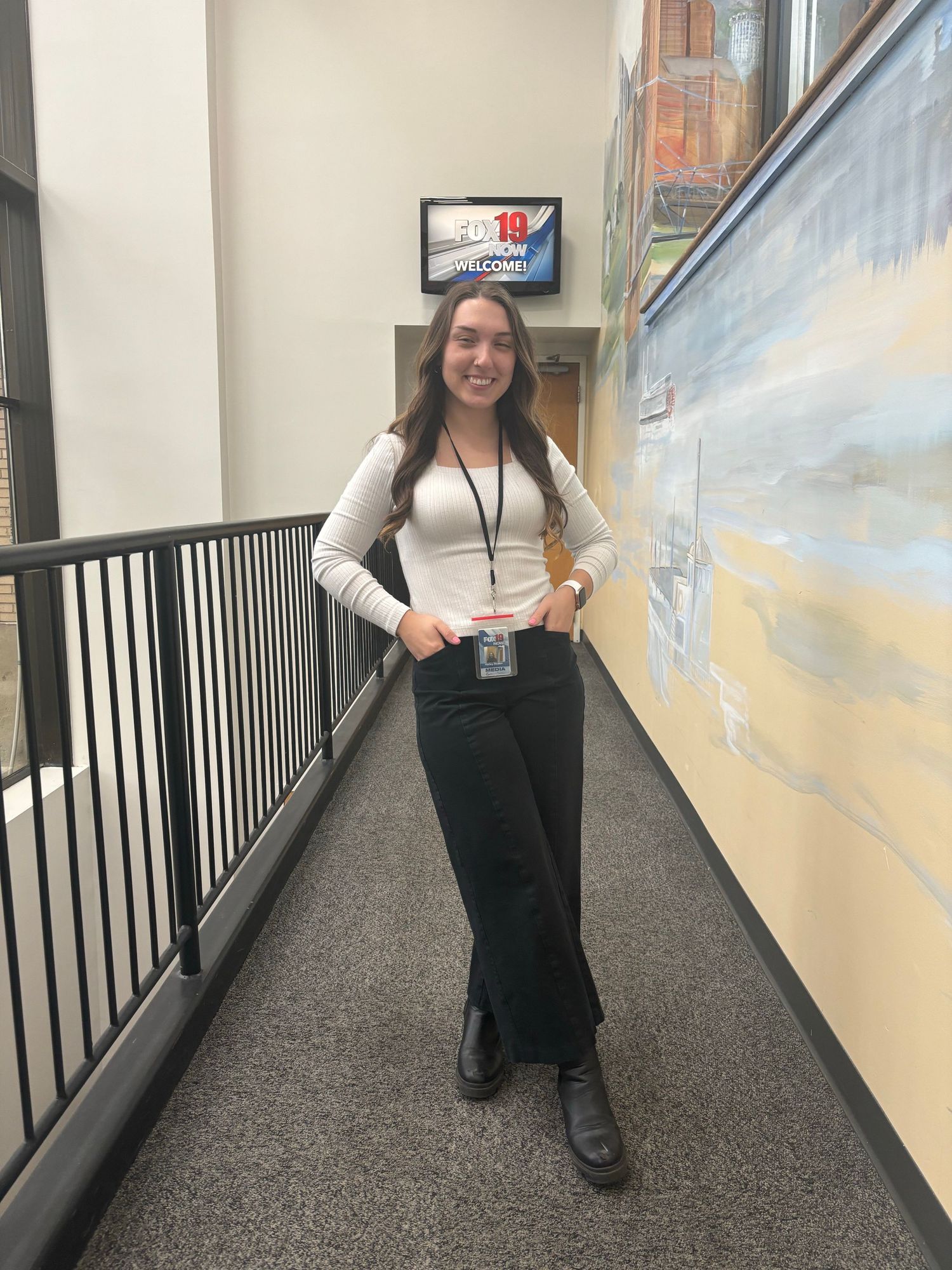 Hailey working at FOX19 in 2023.