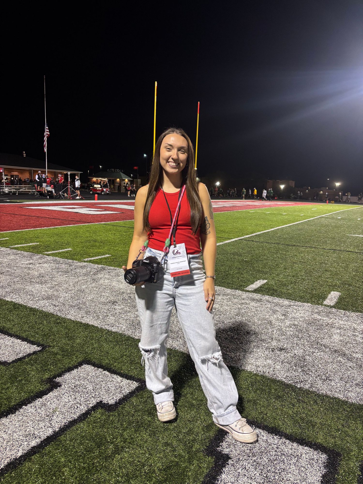 Hailey shooting football games from last season.