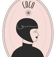 Minimalist black and white circular icons featuring stylized profiles and faces in a retro design aesthetic.