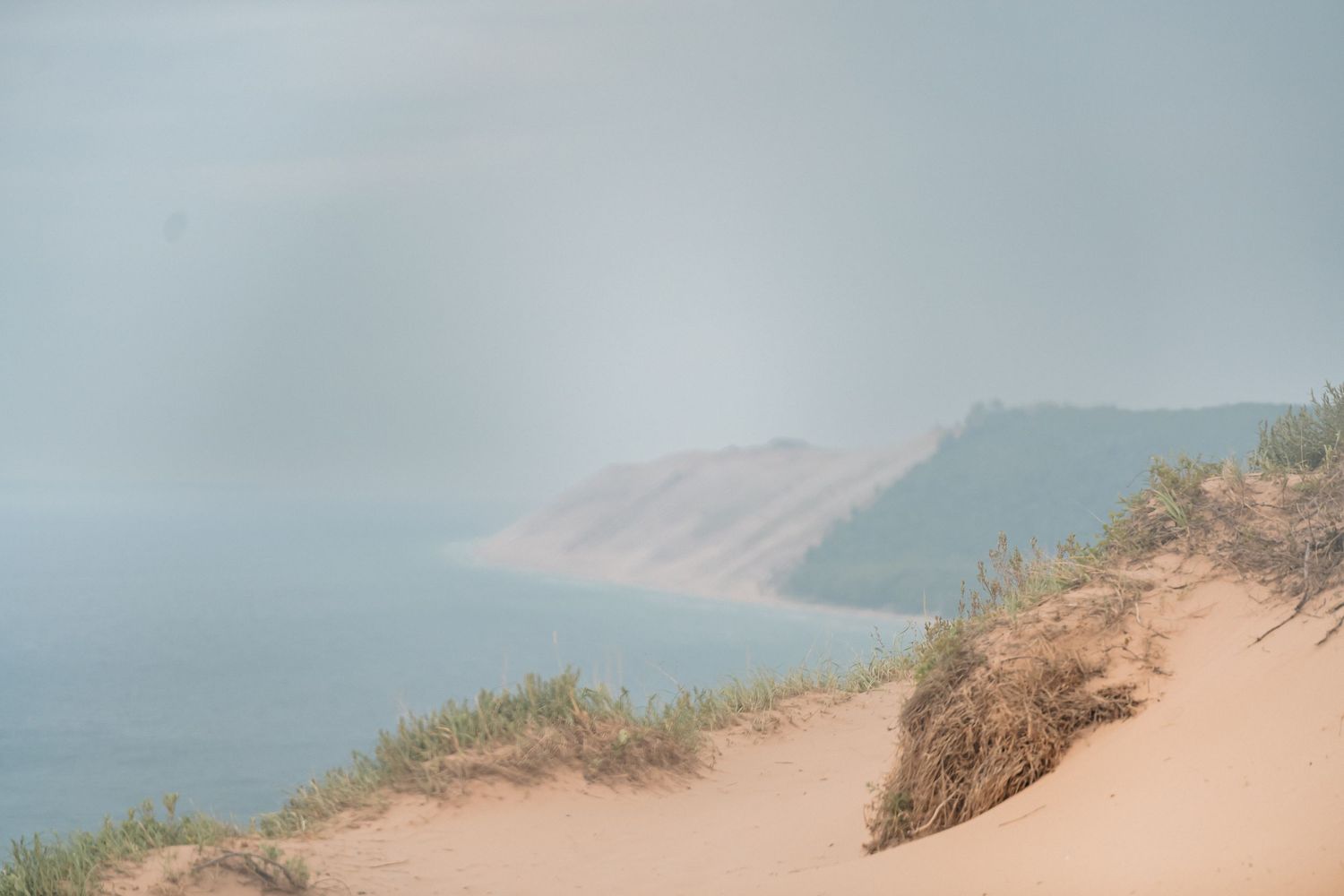 Empire Bluff Trail lakeshore view during a wind storm