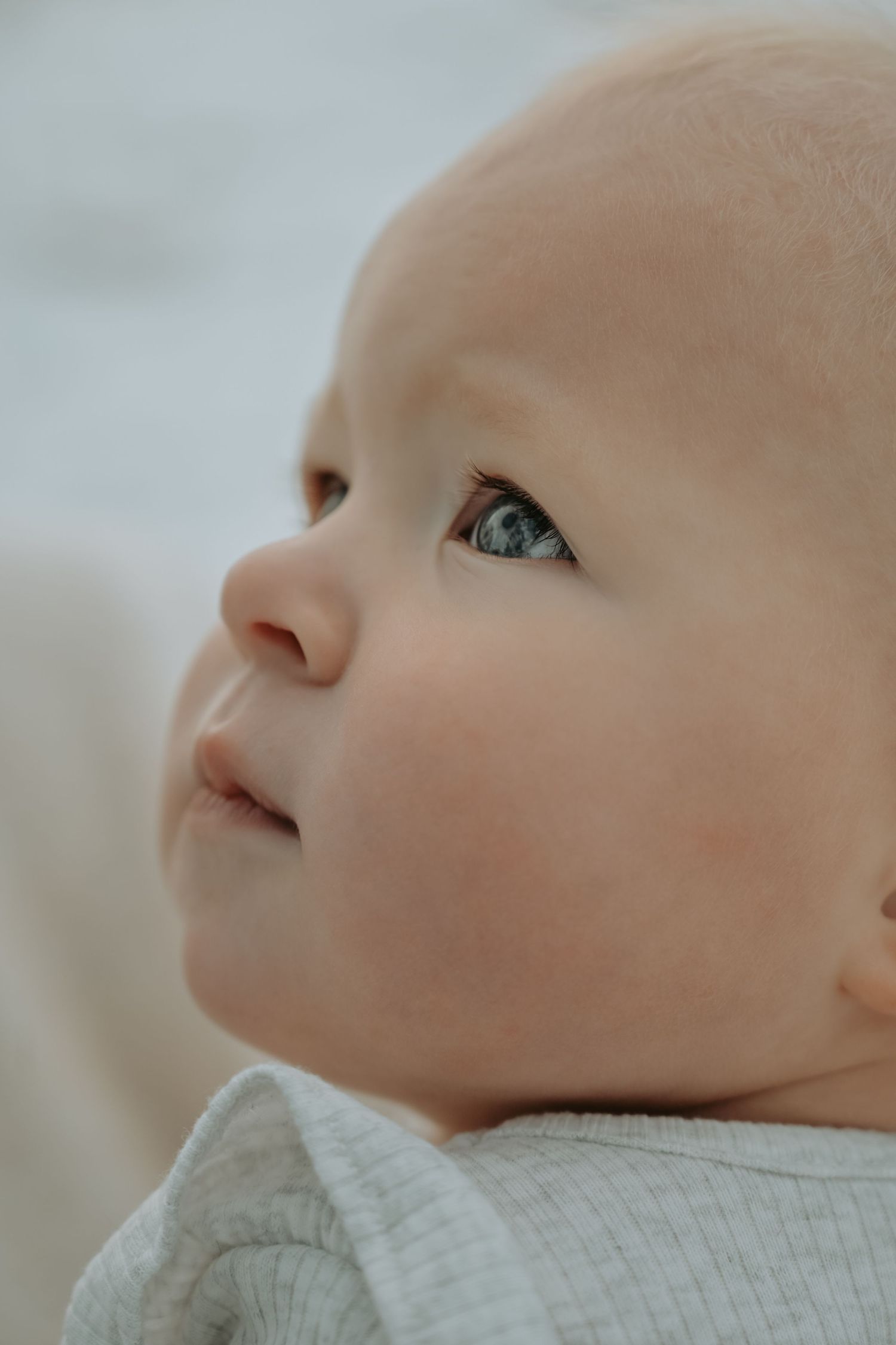Toddler girl looking at the boulder, colorado sky in her milestone session