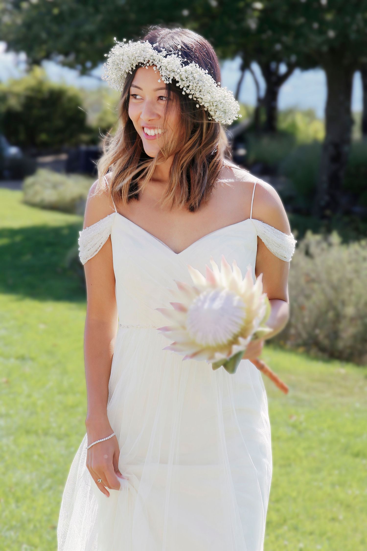 “Fun and joyful wedding photo in Italy capturing natural, playful, and loving moments of the bride and groom.”