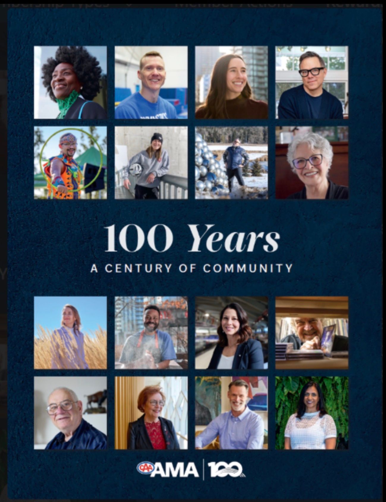 AMA 100 Years A Century of Community anniversary publication featuring diverse community members.