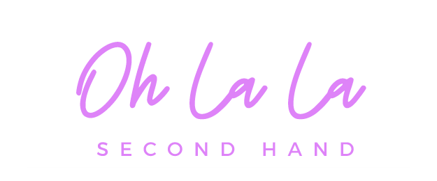 Oh La La Second Hand logo in pink cursive script with elegant typography on white background.