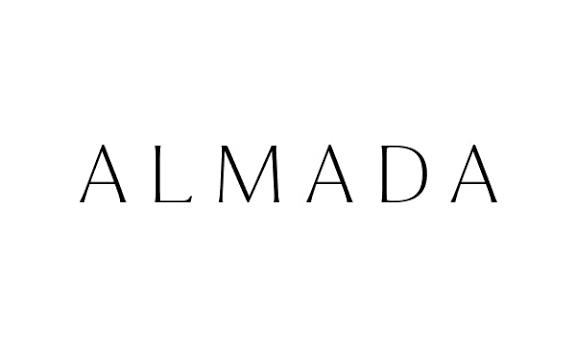 ALMADA brand logo displayed in elegant, minimalist black serif typography on a clean white background.
