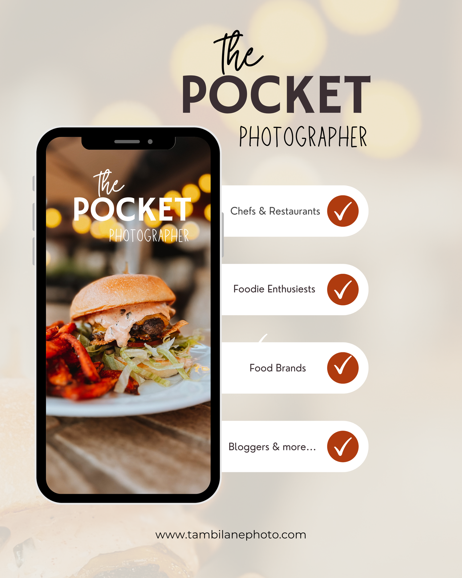 Professional food photography website mockup showing mobile and desktop layouts with restaurant menu items and branding elements.