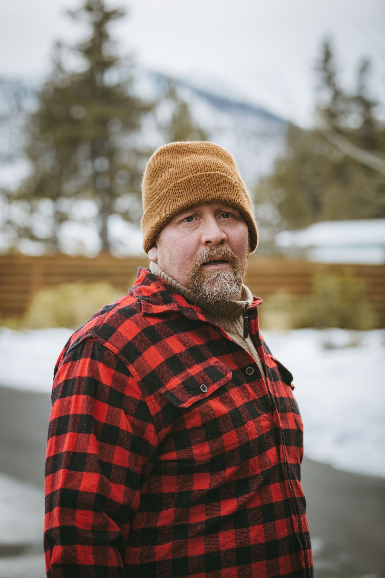 Woodsman in plaid.