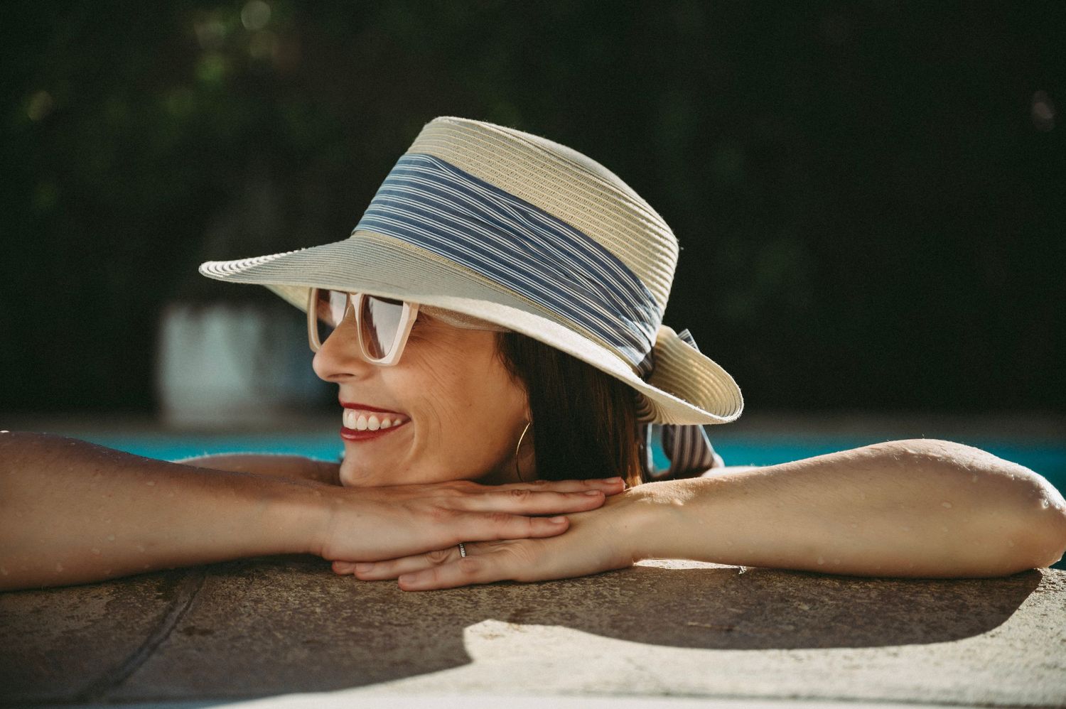 branding image of woman in pool