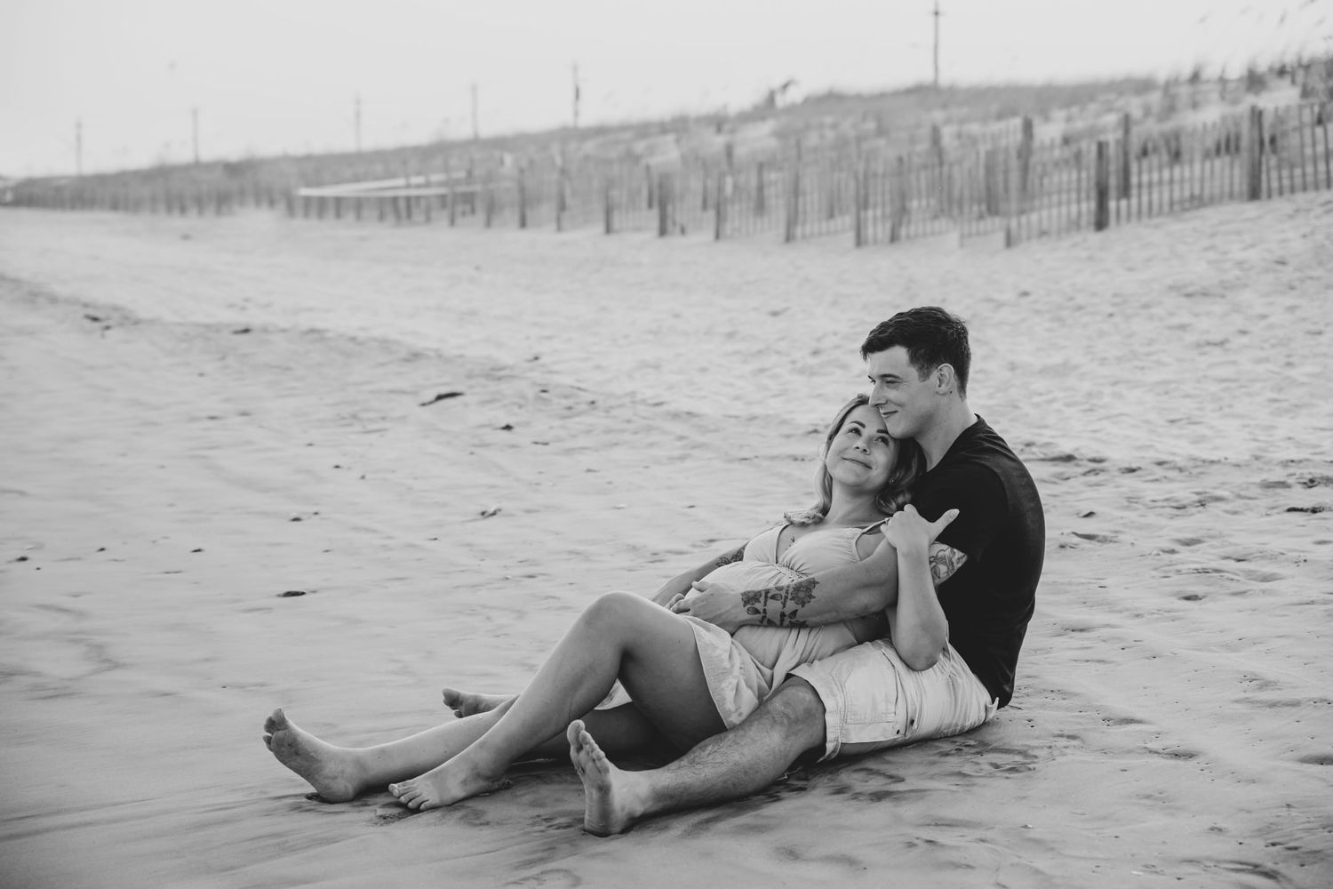 Beach maternity session in Jacksonville for this beautiful military couple