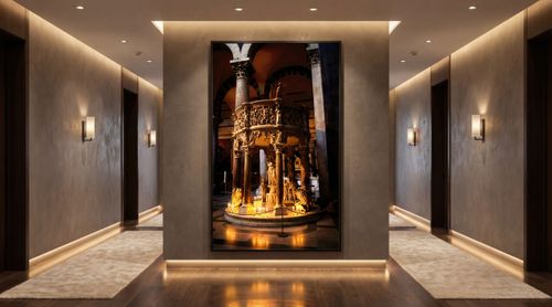 The Sacred Silence visualised within a classical interior setting.