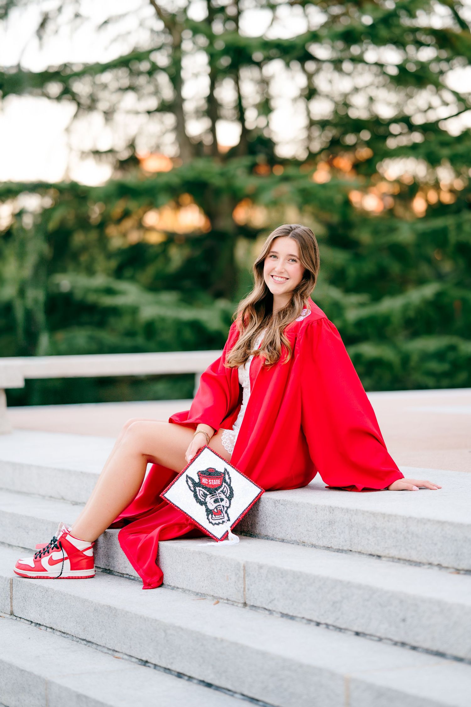 NC State graduation photographer at the bell tower in Raleigh North Carolina