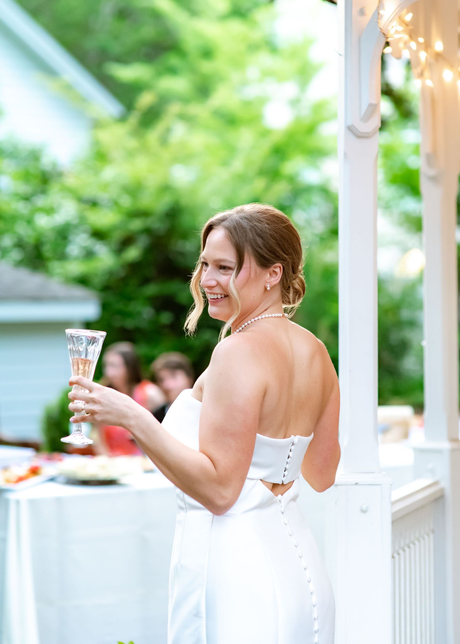 Bride laughing during Raleigh North Carolina wedding