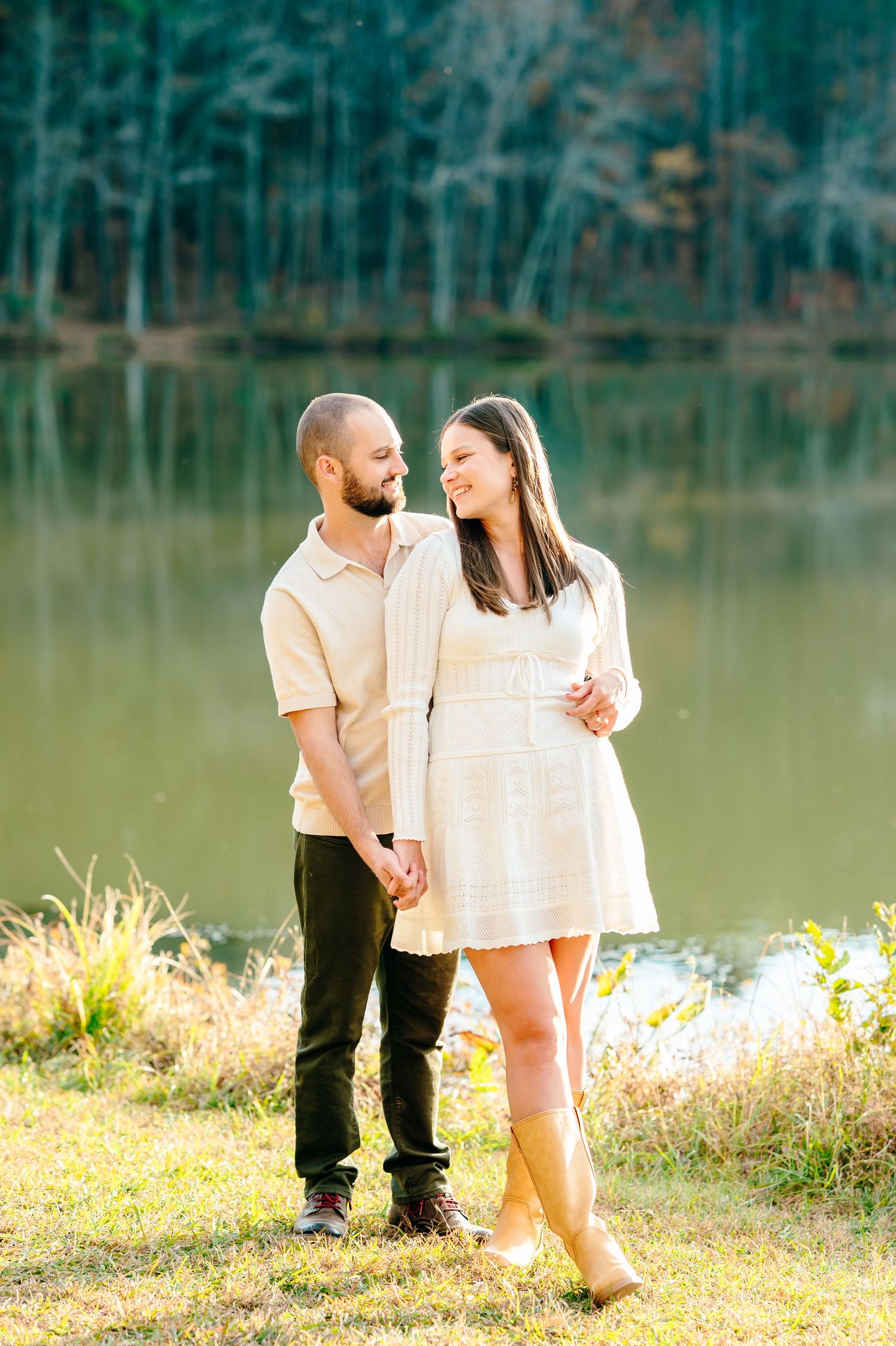 Fall engagement photos in Umstead state park Raleigh North Carolina