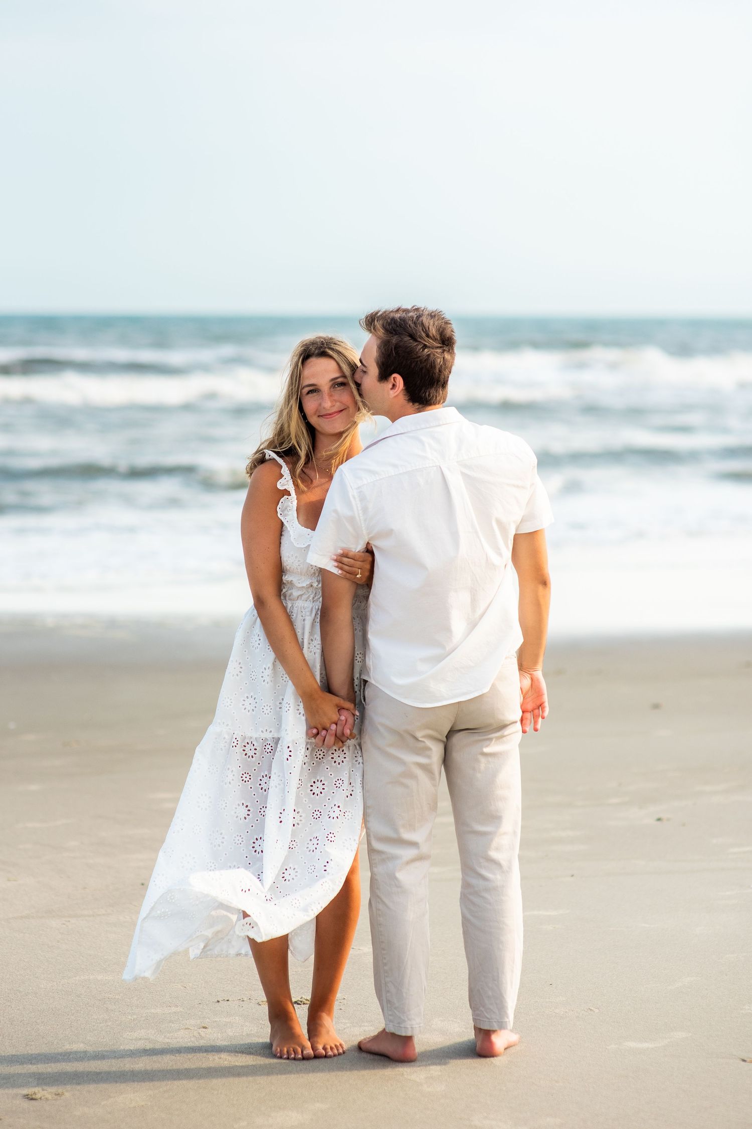 Modern couples photos on a North Carolina beach
