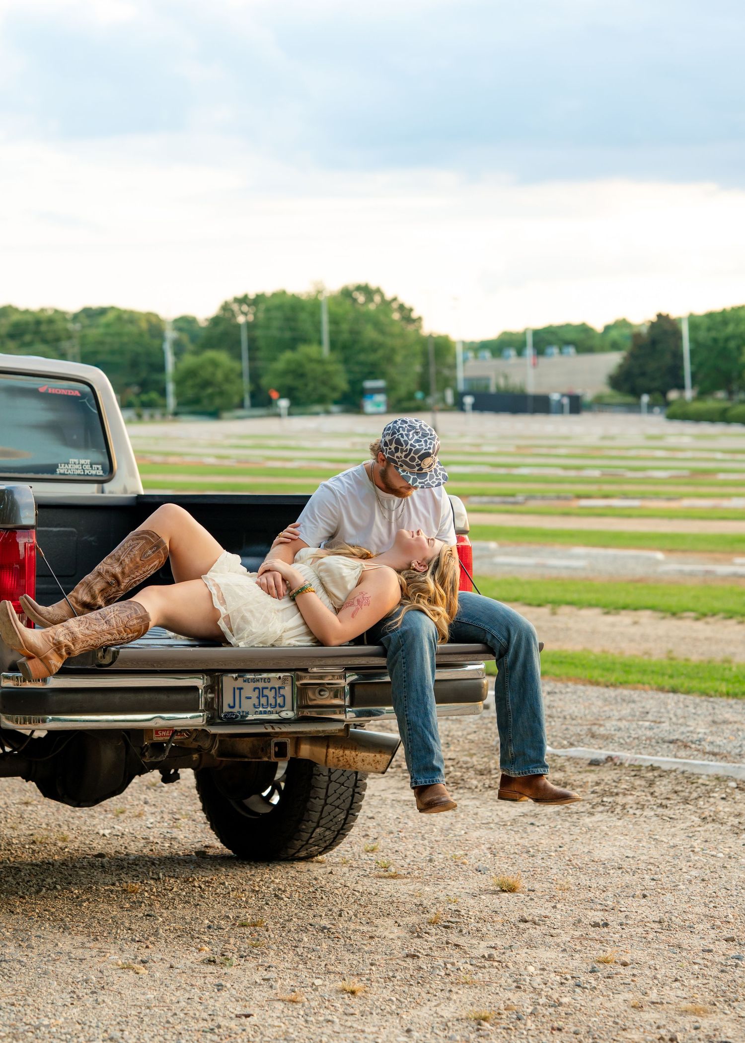 Truck bed couples photoshoot in Raleigh NC