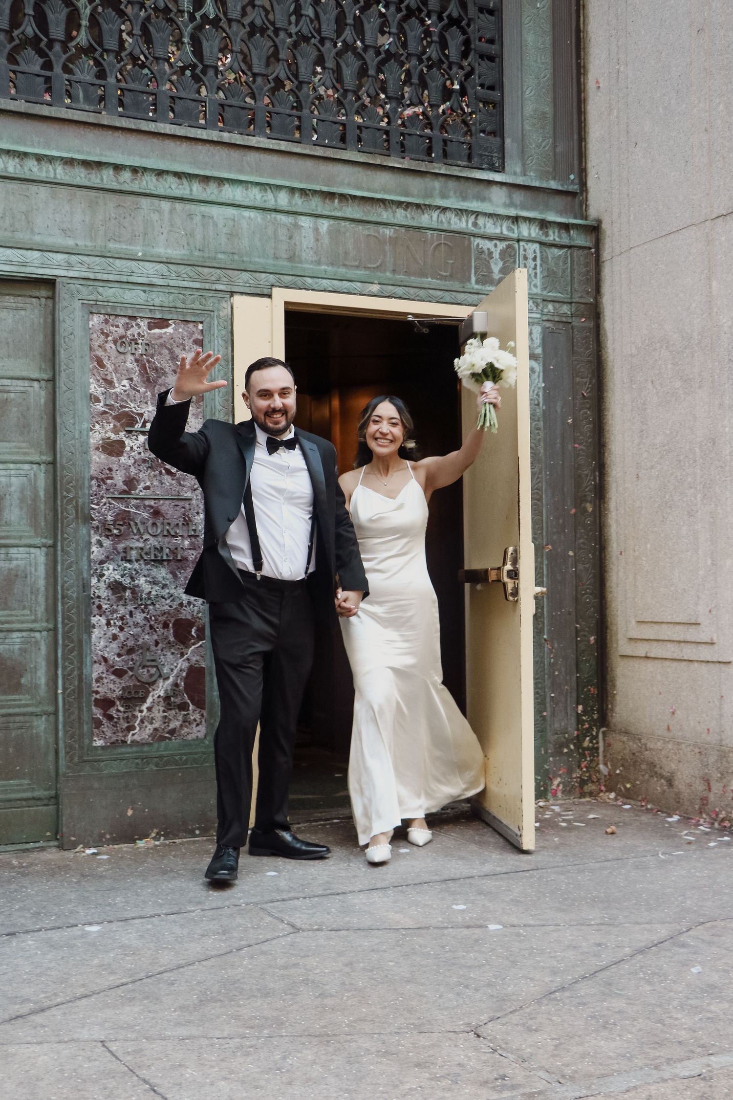 Bride and groom portrait after NYC City Hall civil wedding