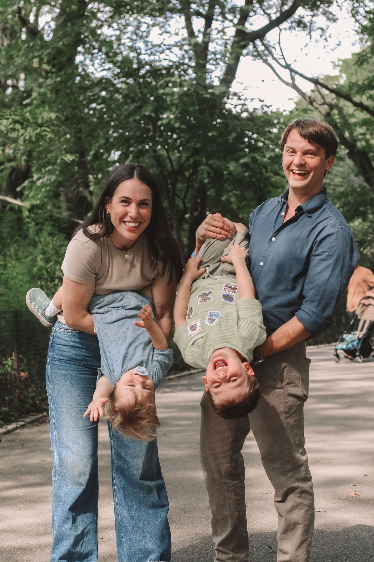 Outdoor family photoshoot with parents and toddler in Central Park, New York City