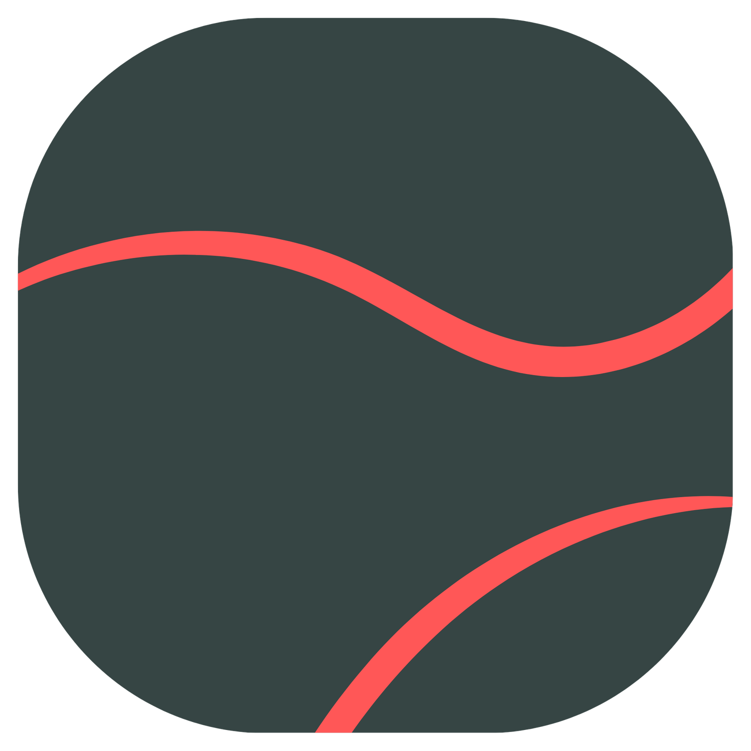 Abstract black shapes with curved red lines forming a minimalist design.